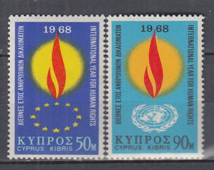 CIPRU CIPRU GREC 1967 ANUL INTERNATIONAL AL DREPTURILOR OMULUI SERIE MNH