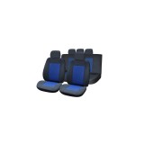 Set huse scaun auto lux textil albastru, universale, compatibile airbag, fermoare bancheta spate