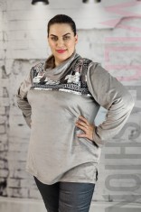 L869-18 Bluza casual cu guler inalt si imprimeu
