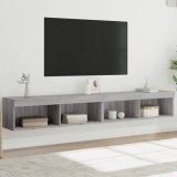 VidaXL Comode TV cu lumini LED, 2 buc., gri sonoma, 100x30x30 cm