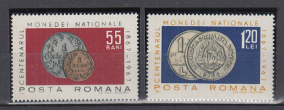 ROMANIA 1967 LP 646 CENTENARUL MONEDEI NATIONALE SERIE MNH foto