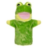 Figurină de plus broscuță verde pentru teatru de păpuși, 28 cm, CMCLASS
