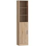 HOMCOM Dulap coloană pentru baie cu 2 compartimente și 6 rafturi reglabile, aspect lemn, 40x35x180 cm, culoare lemn | Aosom Romania