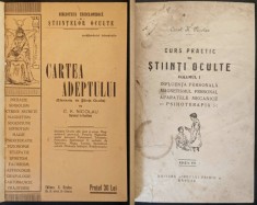2x C.K Nicolau 1927 CARTEA ADEPTULUI si CURS PRACTIC de STIINTE OCULTE (ilustrata) Influenta Personala Magnetismul Aparate Mecanice Psiho Terapia RARE
