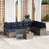 vidaXL Set de canapele pentru grădină cu pernă 9 pcs Gri Rattan poli 3354164