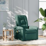 vidaXL Fotoliu de masaj rabatabil, verde &icirc;nchis, material textil