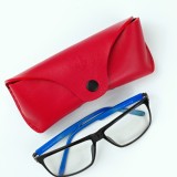 Cumpara ieftin Toc Ochelari Piele Naturala Handmade Clio Rosu - Etui Protectie Lucrat Manual, Produs in Romania