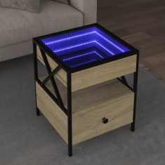 vidaXL Măsuță de cafea cu LED infinity, stejar sonoma, 40x40x51 cm 847718