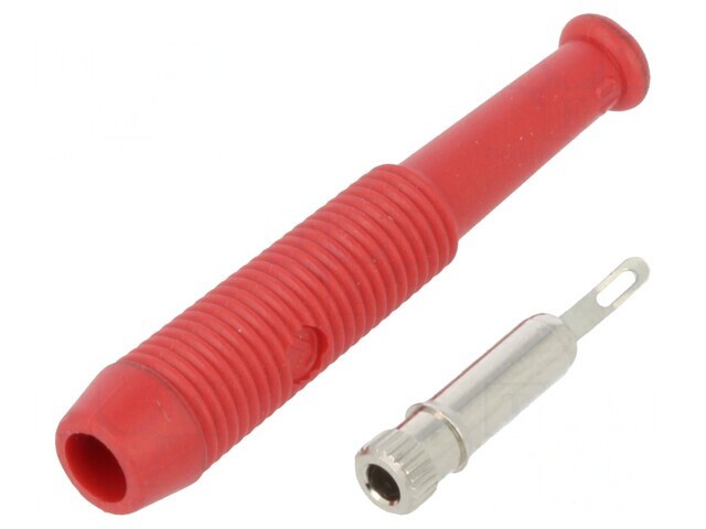 Soclu Banană 2mm 6A 60VDC Roșie pe Cablu &Oslash; 2mm