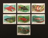 Serie Completă 7 Timbre Vietnam 1987 Pești Exotici de Acvariu Betta Labeo Barbus Botia Ștampilate - A992