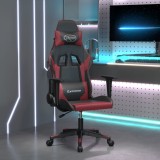 Scaun Gaming vidaXL, Piele Ecologica, Negru/Rosu Vin, Inclinare, Pivotant 360&deg;, Reglabil pe Inaltime, 67x58x(118-128) cm