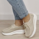 Sneakersi bej perforati din piele naturala 5129 M4