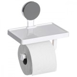 Suport Hartie Igienica Baie cu Raft Depozitare, Montare Fara Gaurire, Design Modern, ABS, 17.8x11.5x17cm