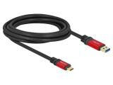 Cablu USB A la USB C aurit 3m negru DELOCK 80619 24AWG 28AWG metal