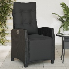 vidaXL Scaun de grădină rabatabil cu suport picioare, negru, poliratan 365233