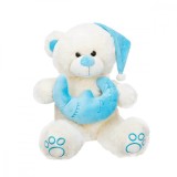 Ursulet de plus cu semiluna, Puffy Friends, Albastru, 38 cm