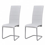 Set 2 Scaune Bucatarie Gossi, Consola, Alb, Piele Ecologica, Cadru Otel, 41x52.5x102.5 cm, Moderne, Rezistente