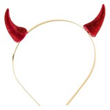 Coroniță Păr, Model Diavol, Coarne Roșii cu Glitter, 4 cm, Oem