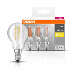 Set 3 becuri Led Osram, E14, , 4W, 470 lumeni, lumina calda(2700K), durata de viata 10.000 ore, clasa energetica A++ foto