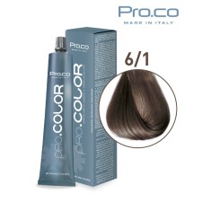 Vopsea de par profesionala PRO.COLOR 100 ml - Pro.Co - 6/1 BLOND INCHIS CENUSIU