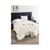 Cumpara ieftin Patura Cocolino cu Blanita Artificiala de Iepure pentru Pat Dublu, Culoarea Untului - JOJ617