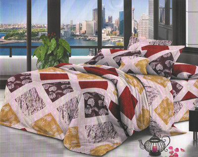 Lenjerie de pat matrimonial cu 4 huse de perna dreptunghiulara, Meissa, bumbac mercerizat, multicolor foto