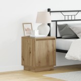 vidaXL noptieră cu lumini LED Stejar Artisan 39x34,5x50 cm