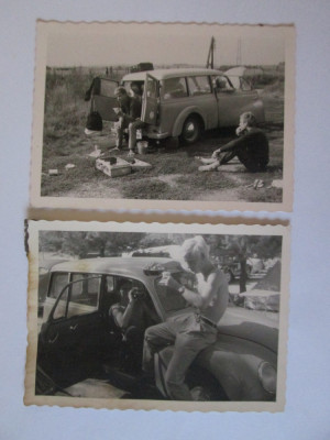 Lot 2 fotografii colectie 101 x 74 mm cu autoturism german din anii 50 foto