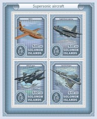 INSULELE SOLOMON 2017 - Avioane supersonice/ set complet MNH - bloc + colita (2 imagini)