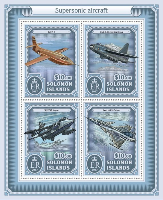 INSULELE SOLOMON 2017 - Avioane supersonice/ set complet MNH - bloc + colita (2 imagini)