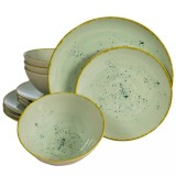 Set farfurii 12 piese, 4 persoane, Light Pistachio, Verde Pastel