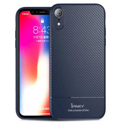 Husa Carbon Fiber iPhone XR, Ipaky Albastra foto