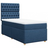 Cumpara ieftin Pat box spring cu saltea, albastru, 90x200 cm, textil