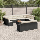 Gossi set mobilier de gradina cu perne, 14 piese, negru, poliratan