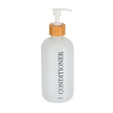 Dispenser Balsam 500Ml Sticlă/ Bambus &ndash; Alb Mat
