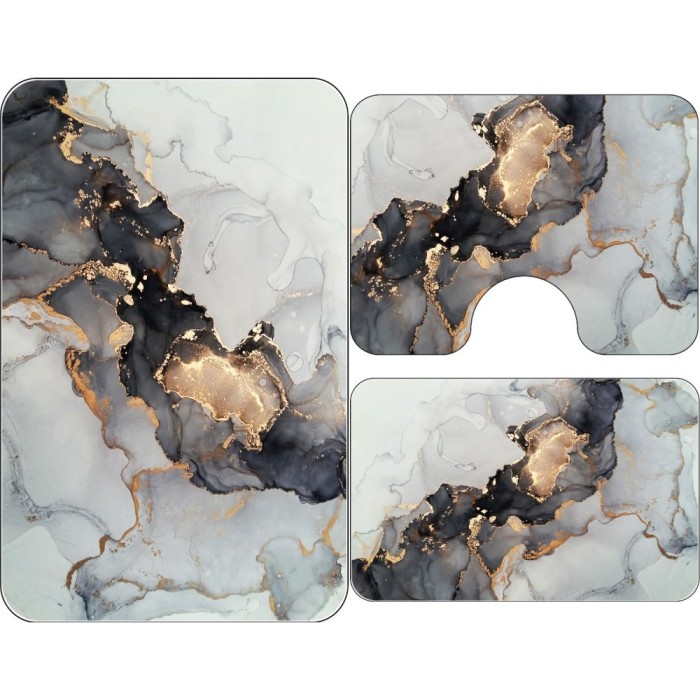 Set Covorașe Baie 3 piese: 60x90cm, 60x45cm, 60x45cm, Marmură