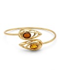 Cumpara ieftin Bratara Fixa din Argint 925 Placata cu Aur, Model Sculptural , zDuo Amber, Cognac E i Miere, 7.7g