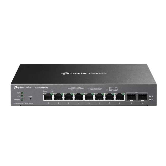 Switch 8 porturi PoE RJ45 2.5G, 2 x SFP+ 10G, L2 Management - TP-Link Omada SG2210XMP-M2