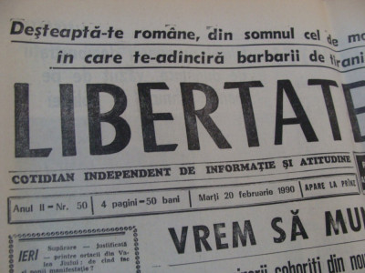 ziarul libertatea - 20 februarie 1990 foto