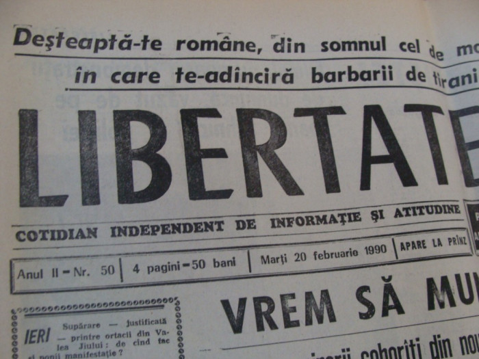 ziarul libertatea - 20 februarie 1990