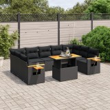 VidaXL Set canapele de grădină cu perne, 10 piese, negru, poliratan 3273659