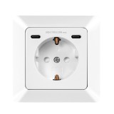 PRIZA LOGILINK, pentru perete, Schuko x 1, 2xUSB-C PD 25W , 230V AC, 50 Hz, 16A, protectie IP20, adancime 29.5mm, alb, &quot;PA0331&quot; (timbru verde 0.18 lei