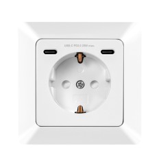 PRIZA LOGILINK, pentru perete, Schuko x 1, 2xUSB-C PD 25W , 230V AC, 50 Hz, 16A, protectie IP20, adancime 29.5mm, alb, &amp;quot;PA0331&amp;quot; (timbru verde 0.18 lei foto