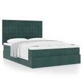 Gossi cadru de pat otoman cu saltele verde inchis 140x200cm catifea