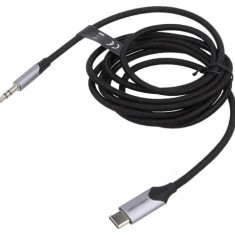 Cablu Jack 3.5mm 3pin mufa tata - USB type C mufa tata nichelat 1.5m negru VENTION BGKHG