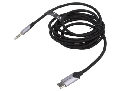 Cablu Jack 3.5mm 3pin mufa tata - USB type C mufa tata nichelat 1.5m negru VENTION BGKHG foto