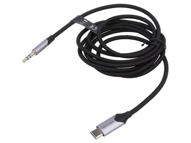 Cablu Jack 3.5mm 3pin mufa tata - USB type C mufa tata nichelat 1.5m negru VENTION BGKHG