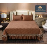 Cumpara ieftin Set Cuvertura Pat Catifea - JO138 Maro
