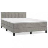 Cumpara ieftin Pat box spring cu saltea, gri deschis, 140x200 cm, catifea