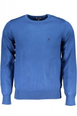 Pulover barbati cu decolteu rotund si logo brodat albastru, 3XL